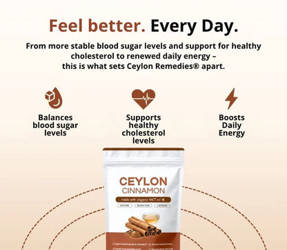 Ceylon Cinnamon (equivalent to 7,200 mg) infused with MCT oil