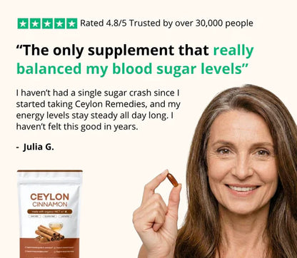 Ceylon Cinnamon (equivalent to 7,200 mg) infused with MCT oil